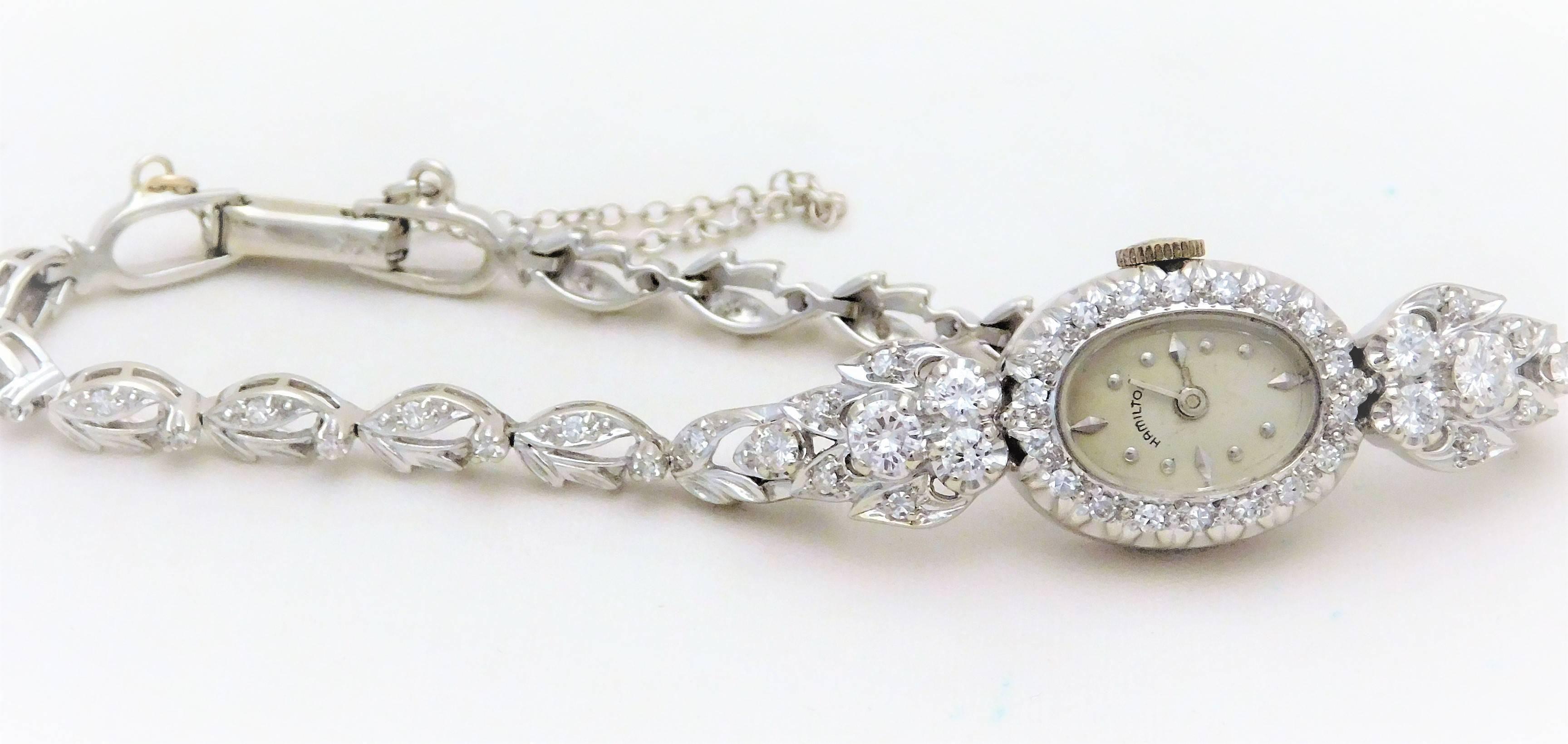 Women's Hamilton Ladies White Gold Diamond Wristwatch, circa 1920