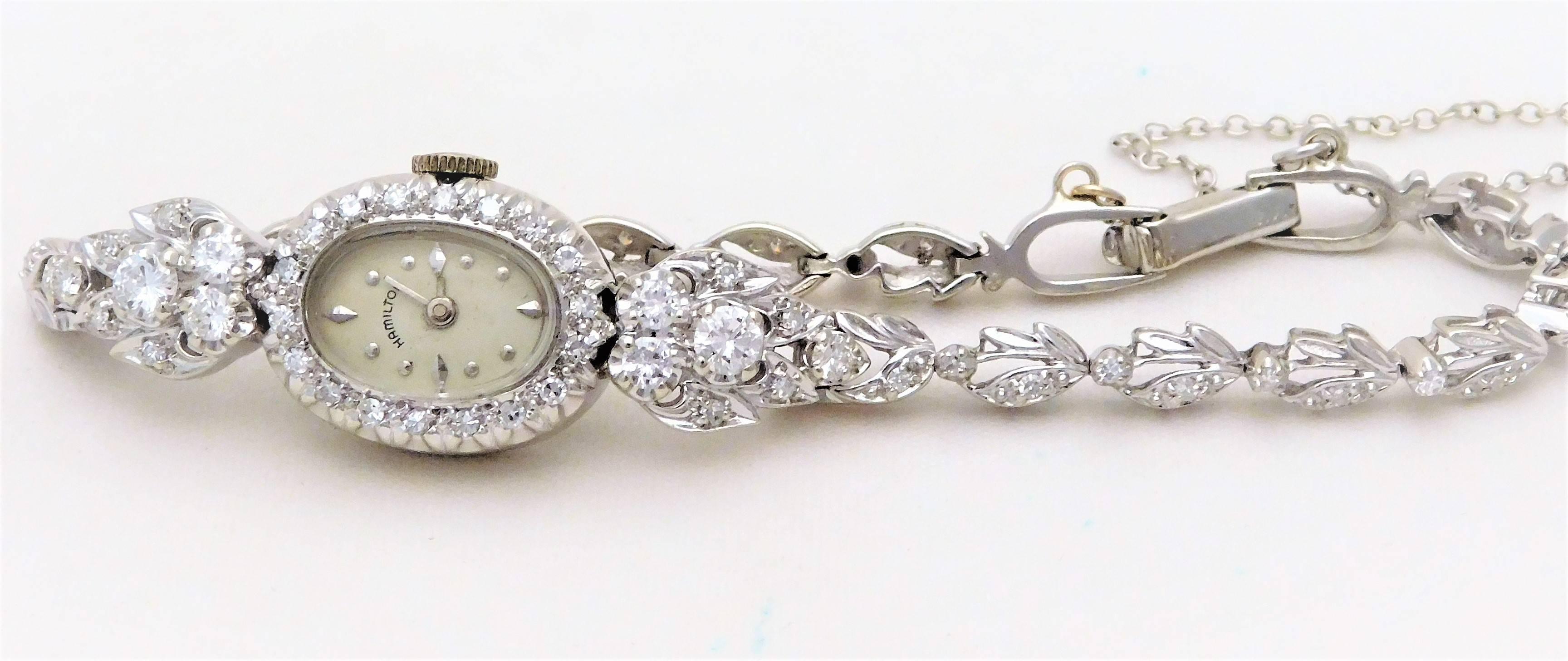 Art Deco Hamilton Ladies White Gold Diamond Wristwatch, circa 1920