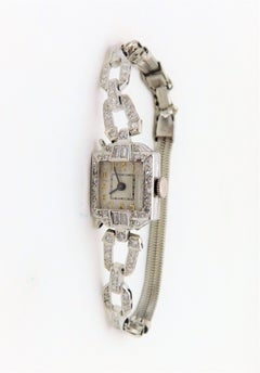 S. Kocher Ladies platinum Diamond Art Deco manual Wristwatch