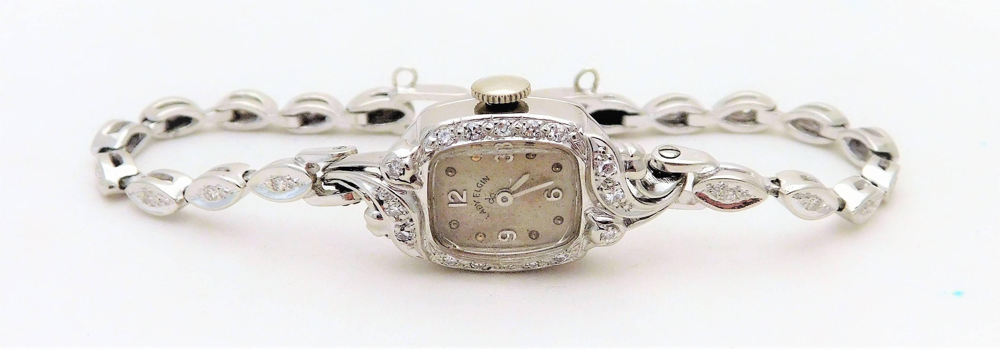 vintage elgin ladies watch with diamonds