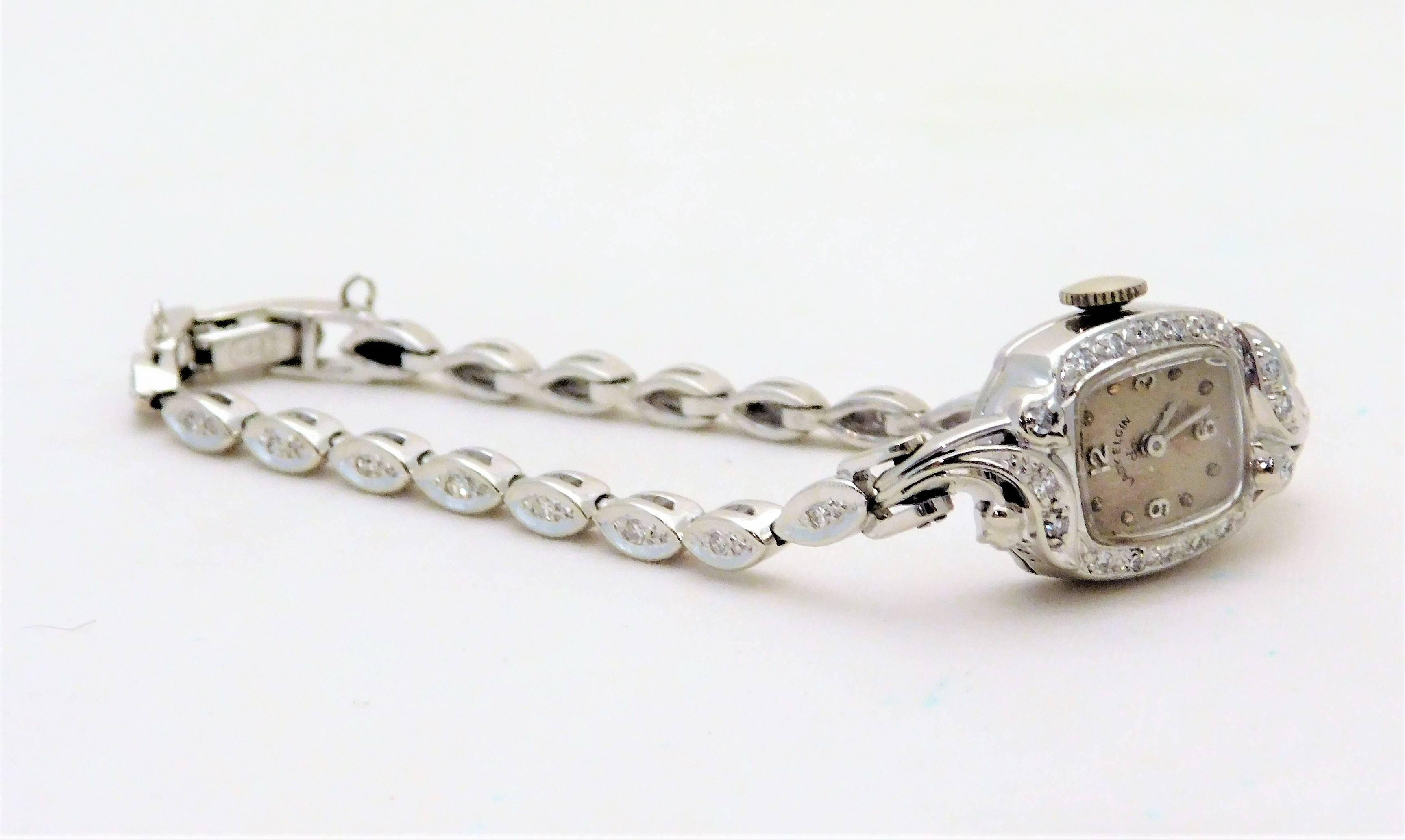 vintage elgin ladies watch with diamonds