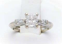 Custom 14 Karat White Gold Princess-Cut Diamond Engagement Ring