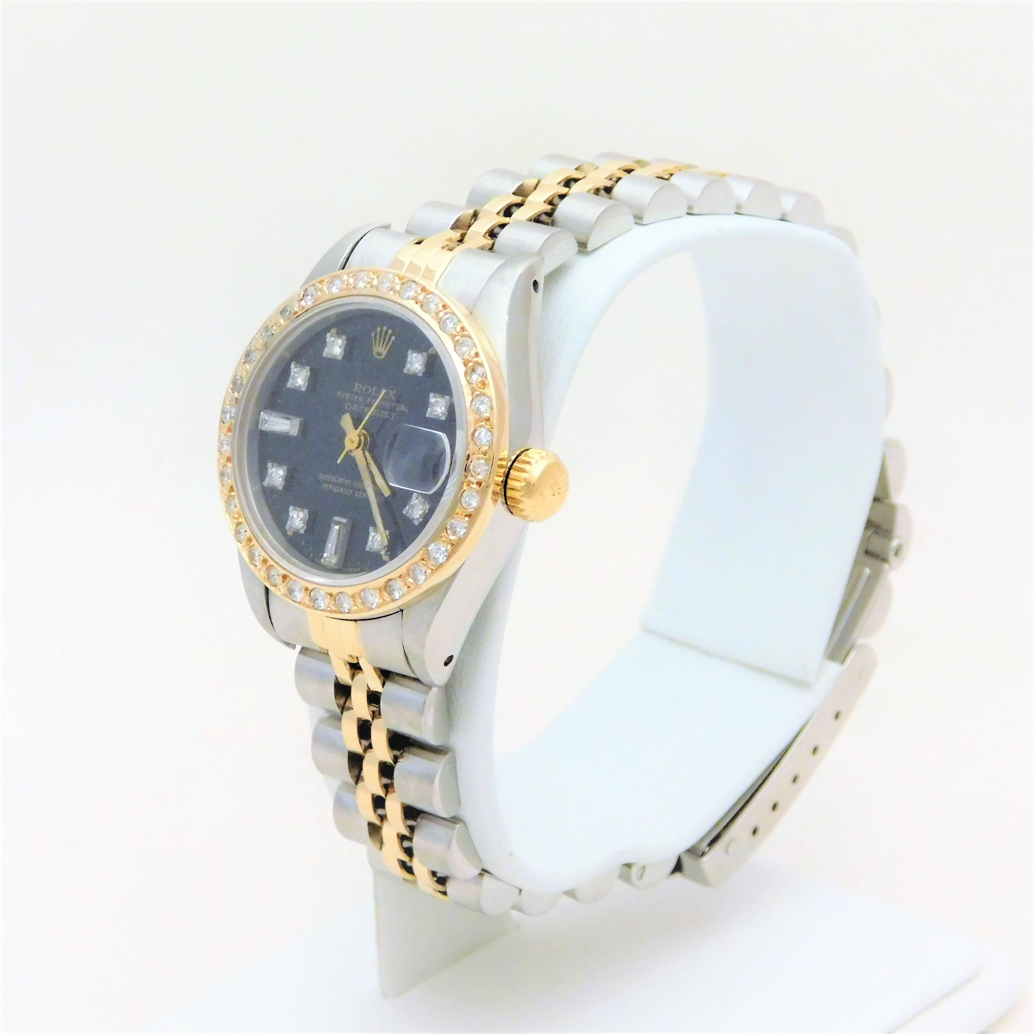 Rolex Ladies Yellow Gold Stainless Steel Diamond Datejust Automatic Wristwatch 2
