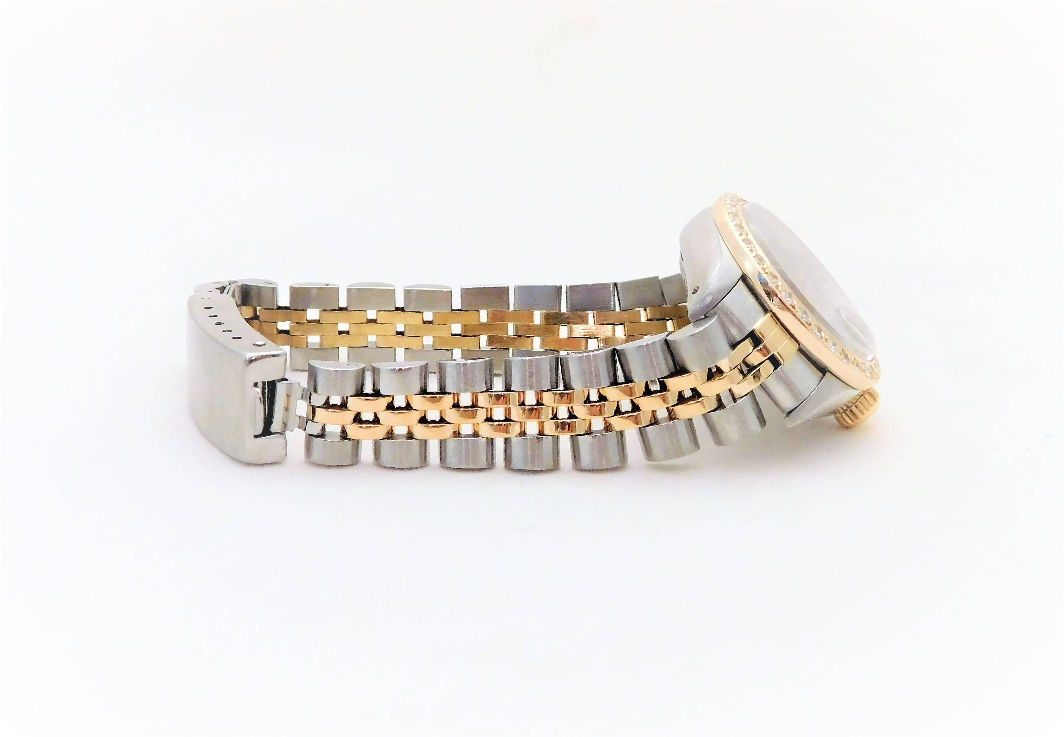 Rolex Ladies Yellow Gold Stainless Steel Diamond Datejust Automatic Wristwatch 3