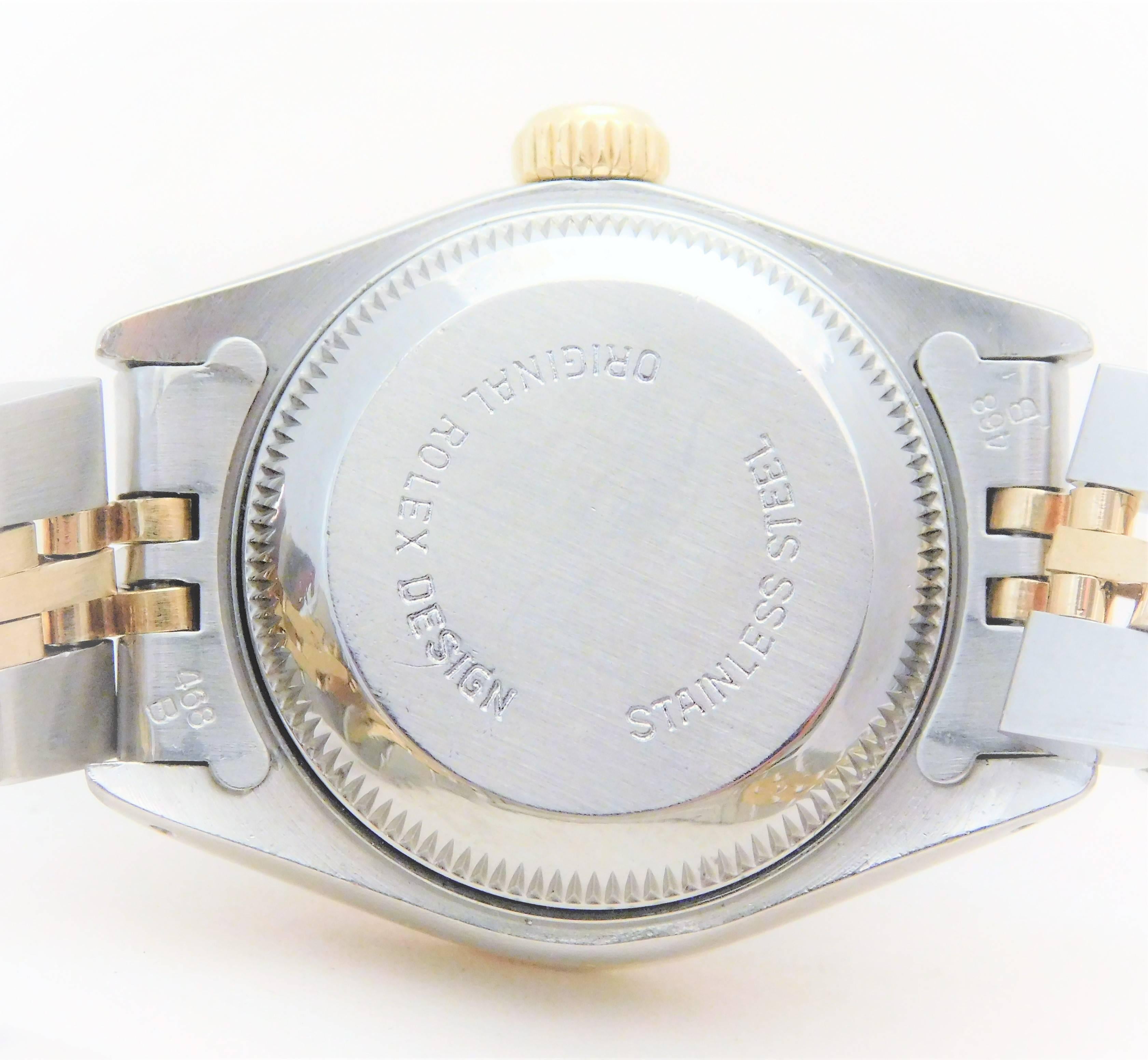 Rolex Ladies Yellow Gold Stainless Steel Diamond Datejust Automatic Wristwatch 4