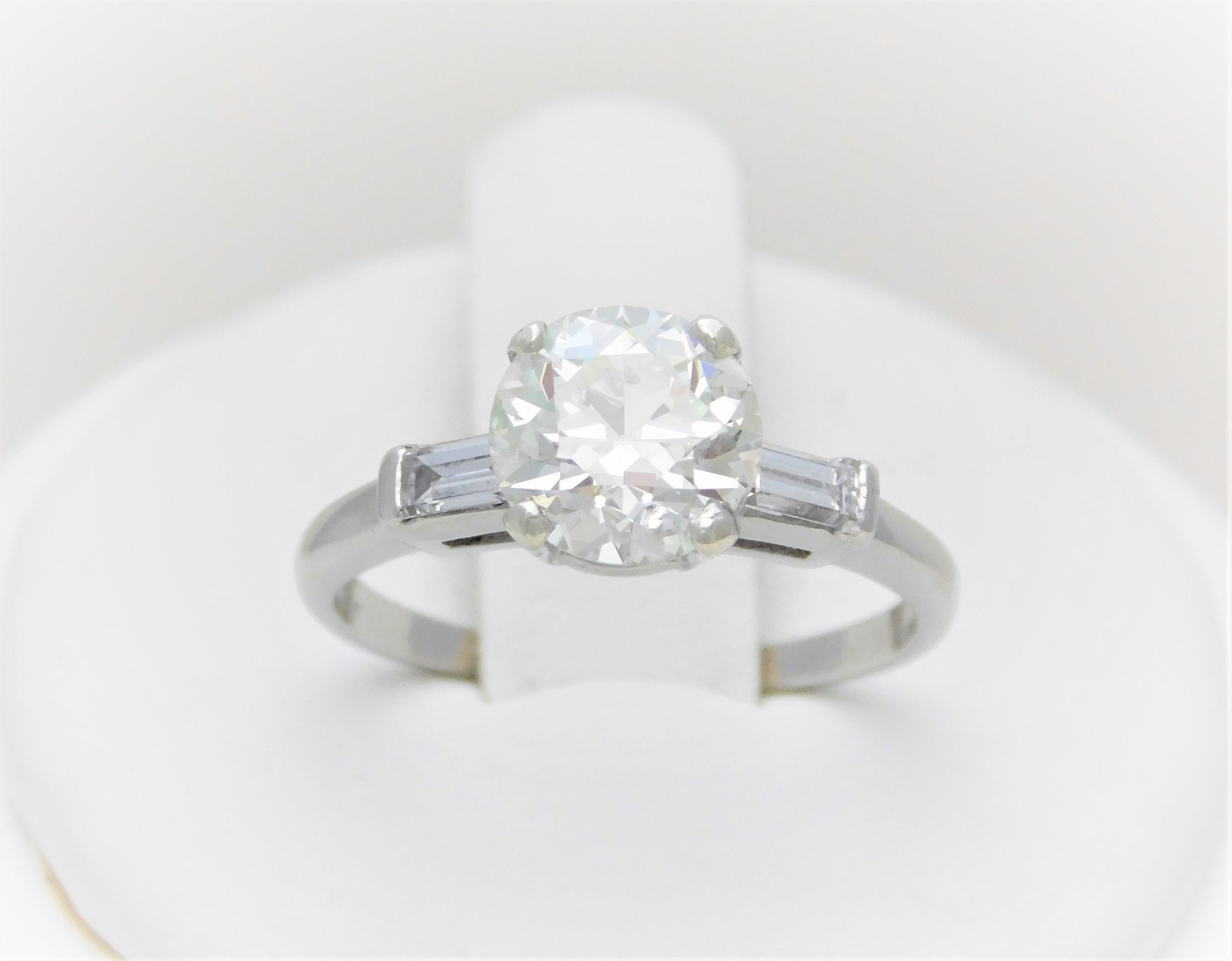 Antique 2.02 Total Carat Weight Old European Cut Diamond Engagement Ring  

From an old New Orleans estate.  This solitaire style engagement ring has been crafted in solid 990 Platinum.  It has been expertly set with a 100+ year old GIA Certified