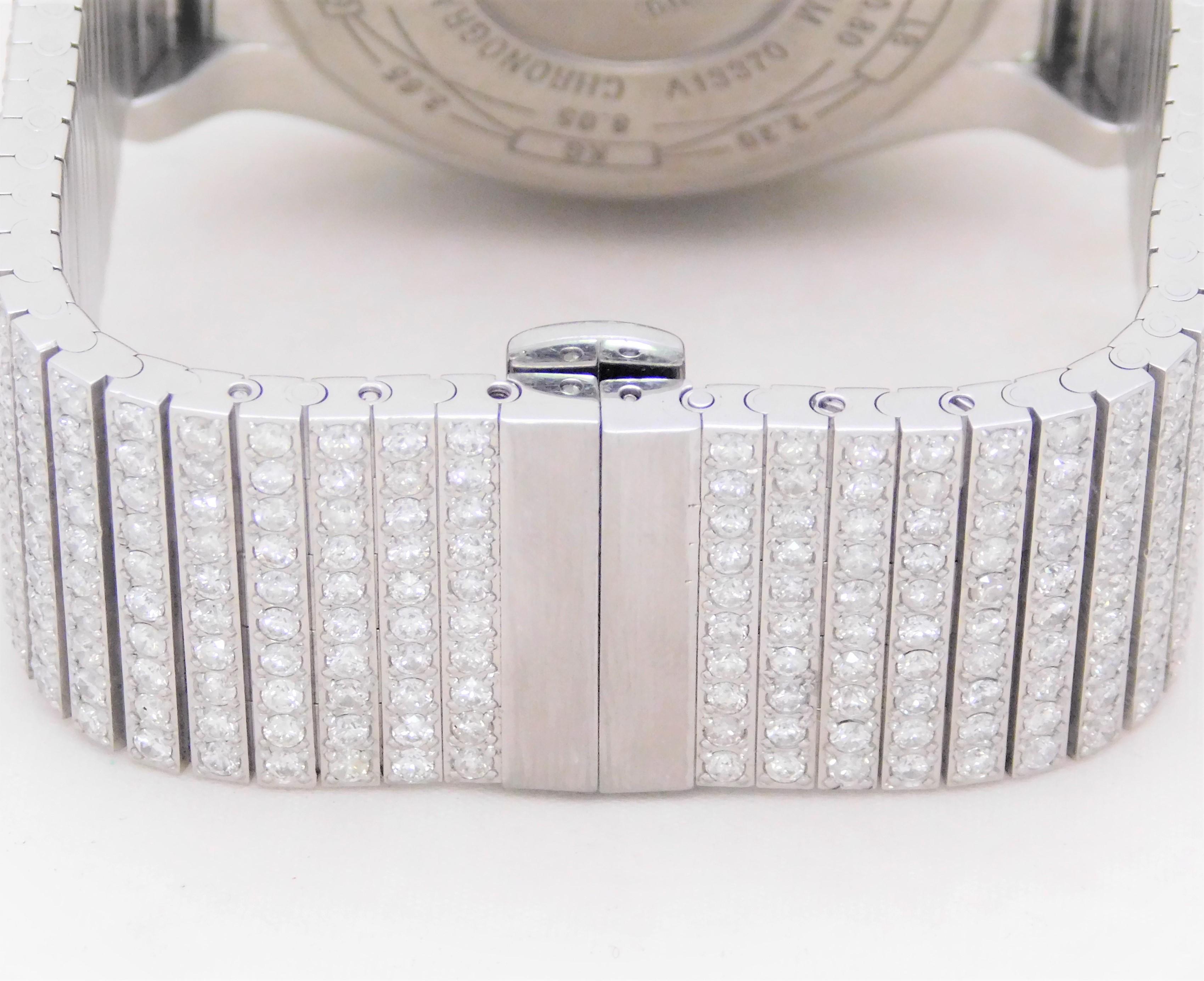 Custom Stainless 45 Carat Diamond and Sapphire Breitling Super Avenger Wristwatc For Sale 8