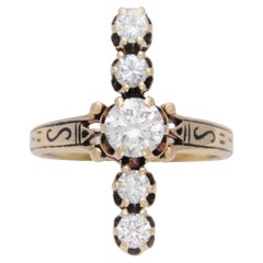 Unique Midcentury 1.22 Carat Diamond “Line” Cocktail Ring