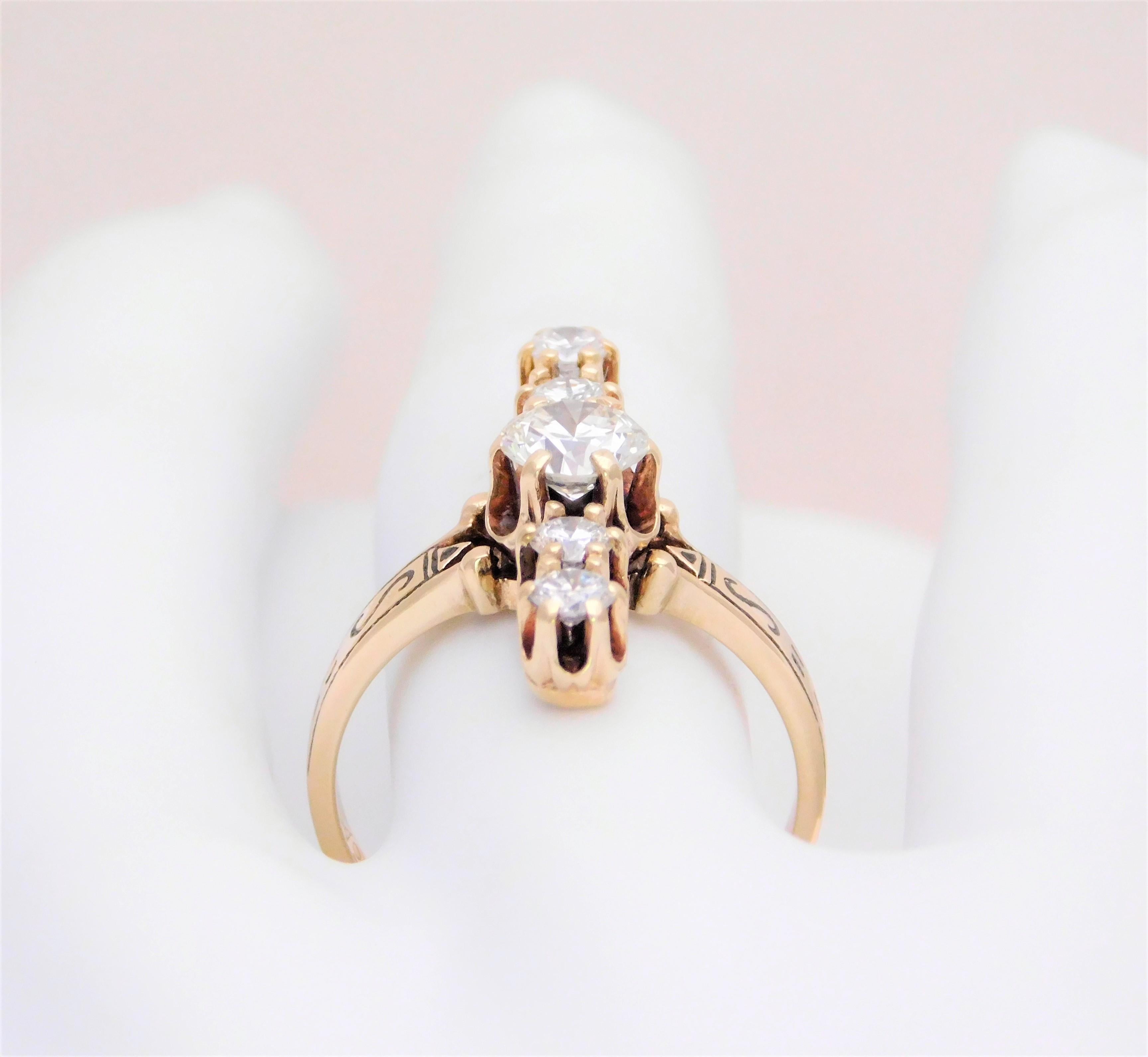Unique Midcentury 1.22 Carat Diamond “Line” Cocktail Ring For Sale 8