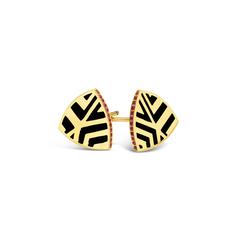 Alice Cicolini Memphis Chevron Triangle Enamel Ruby Gold Stud Earrings