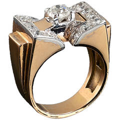 1940s Diamond Gold Platinum Ring