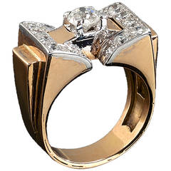 1940s Diamond Gold Platinum Ring 1