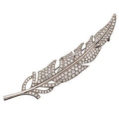 Boucheron Diamond Gold Feather Brooch