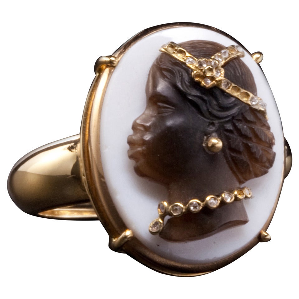 Onyx Cameo Gold Ring