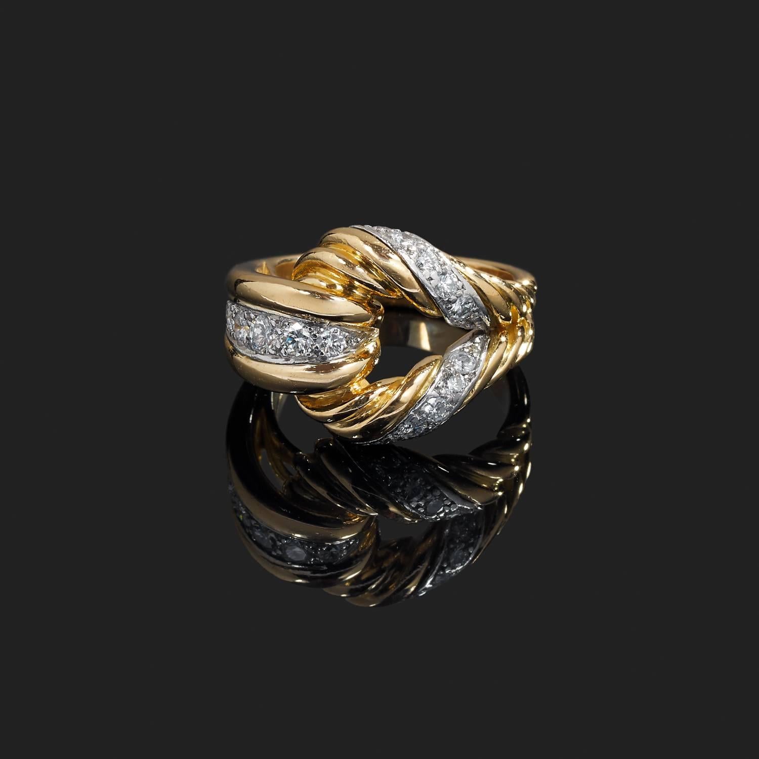 A Diamonds and 18k Ring, Decorated and Designed with a Buckle, Setting with Diamonds - Circa 1900 - Mauboussin