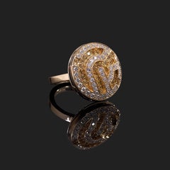 Diamonds, Yellow Sapphires and 18 Karat Gold Ring Signed Piaget