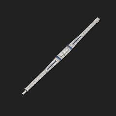 1930s Oscar Heyman Sapphire Diamond Platinum Bracelet