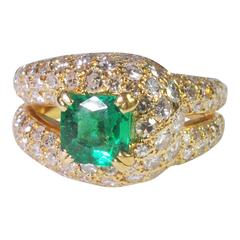 Boucheron Emerald Diamond Gold Ring