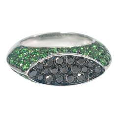 Chatila Tsavorite Garnet Black Diamond Ring