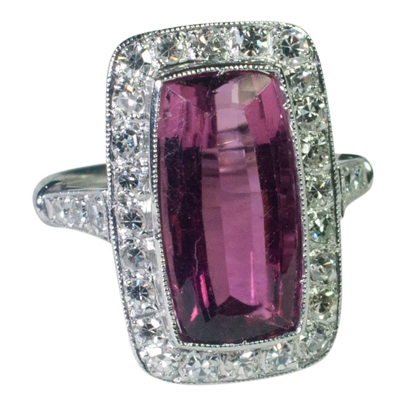 Pink Tourmaline Diamond Ring For Sale