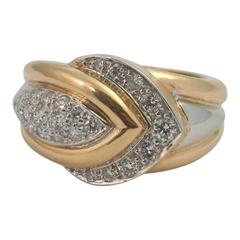 French Diamond Gold Chevron Ring