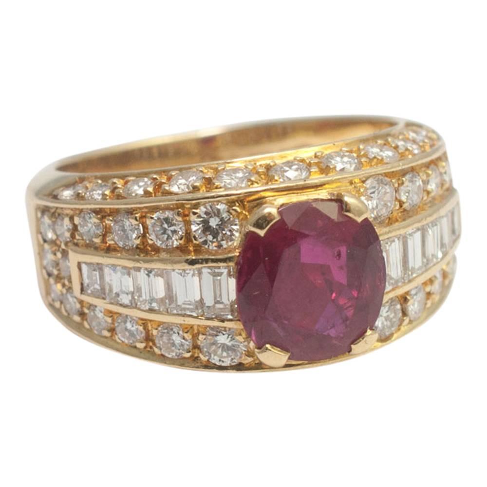 Fred Ruby Diamond Gold Ring For Sale