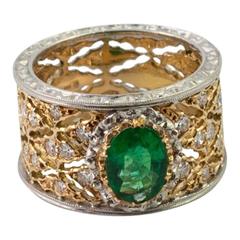 Buccellati Emerald Diamond Gold Ring