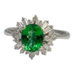 Vintage Tsavorite Garnet Diamond Ring