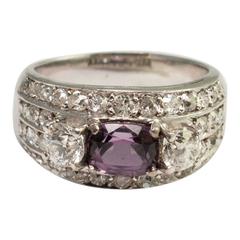 Violet Spinel Diamond Gold Band Ring