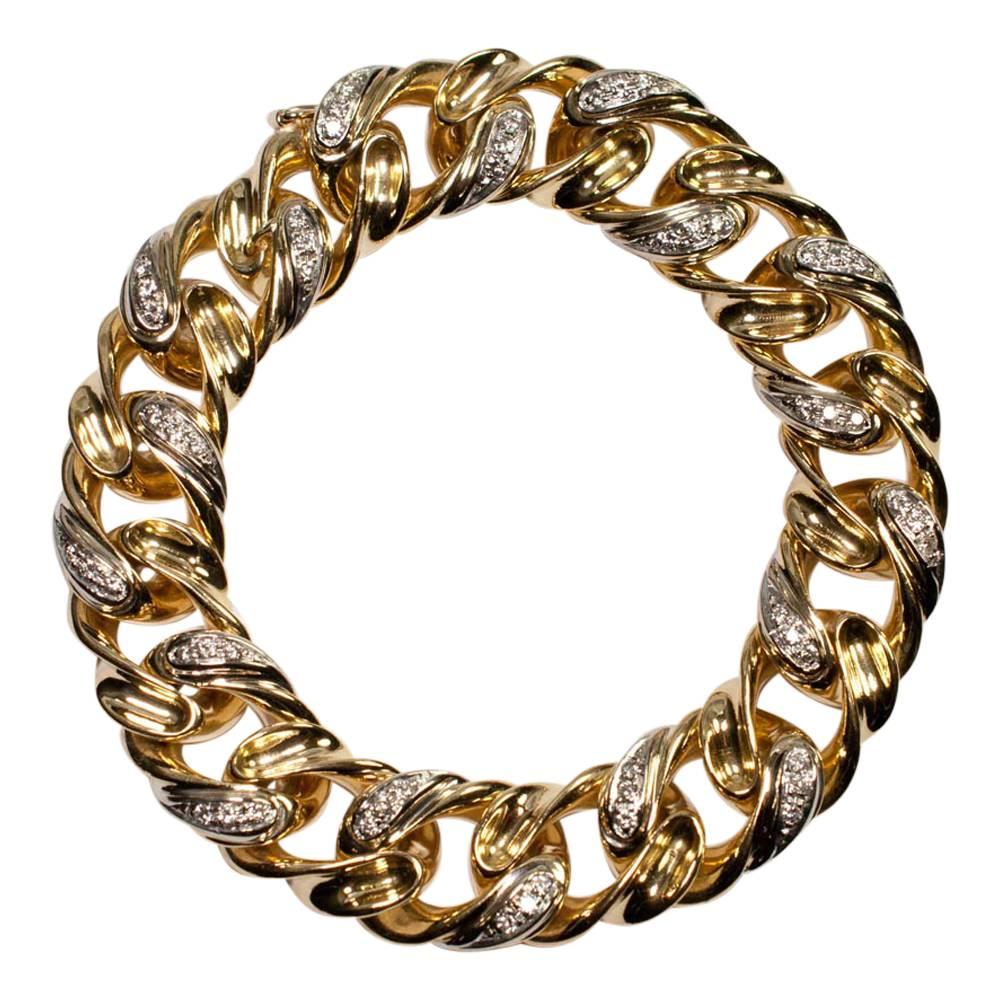 Tiffany & Co. Diamond 18 Carat Gold Chain Link Bangle Bracelet For Sale