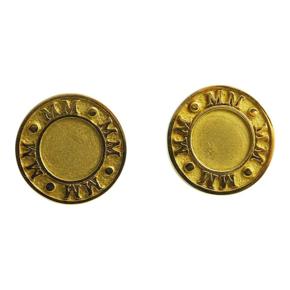 Theo Fennell 18 Carat Gold Milennium Numerals Round Stud Earrings For Sale