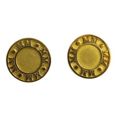 Theo Fennell 18 Carat Gold Milennium Numerals Round Stud Earrings