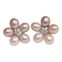 Pink South Sea Pearl Diamond Earrings