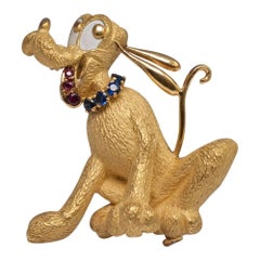 Vintage Walt Disney Pluto Gold Brooch