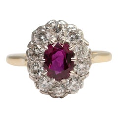 Ruby Diamond Gold Cluster Ring