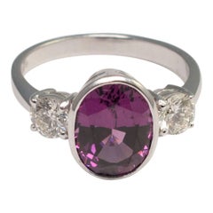 Rhodolite Garnet Diamond Gold Ring