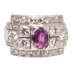 Art Deco Ruby Diamond Gold Ring