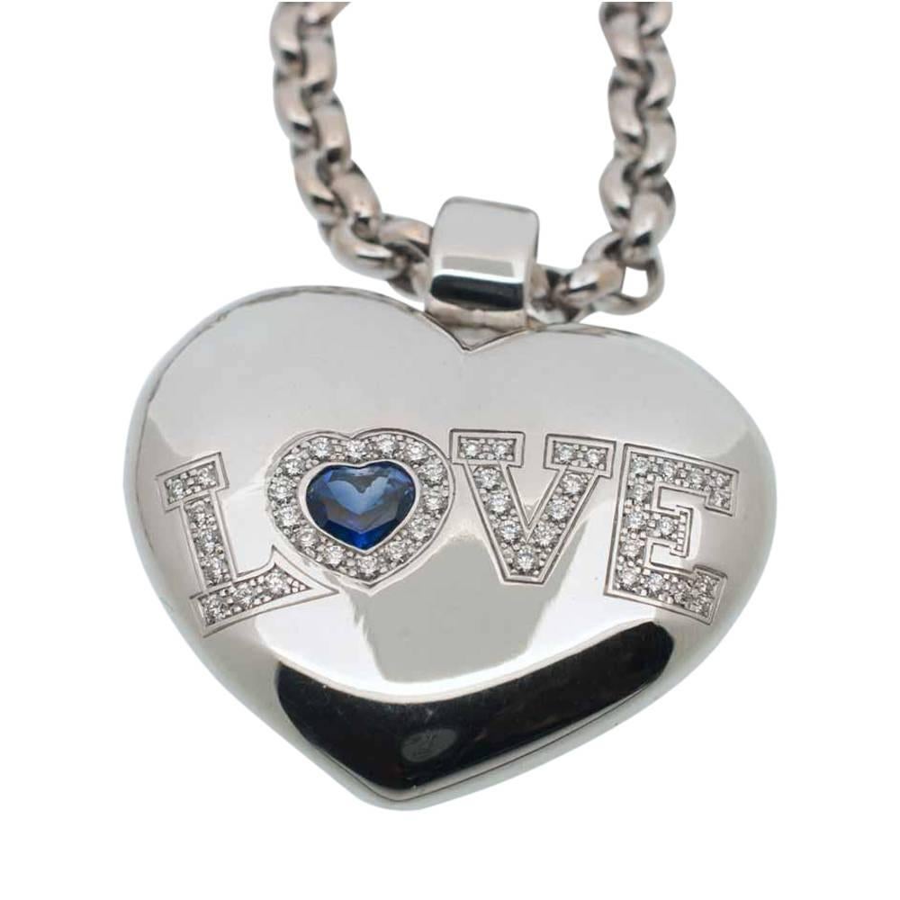 Chopard Diamond Sapphire Gold Love Pendant