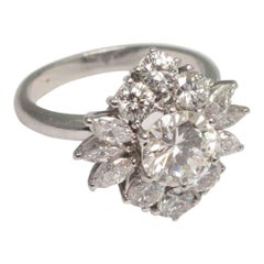 Diamond Cluster Platinum Cocktail Ring