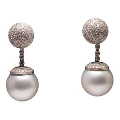 South Sea Pearl and Diamond Earrings