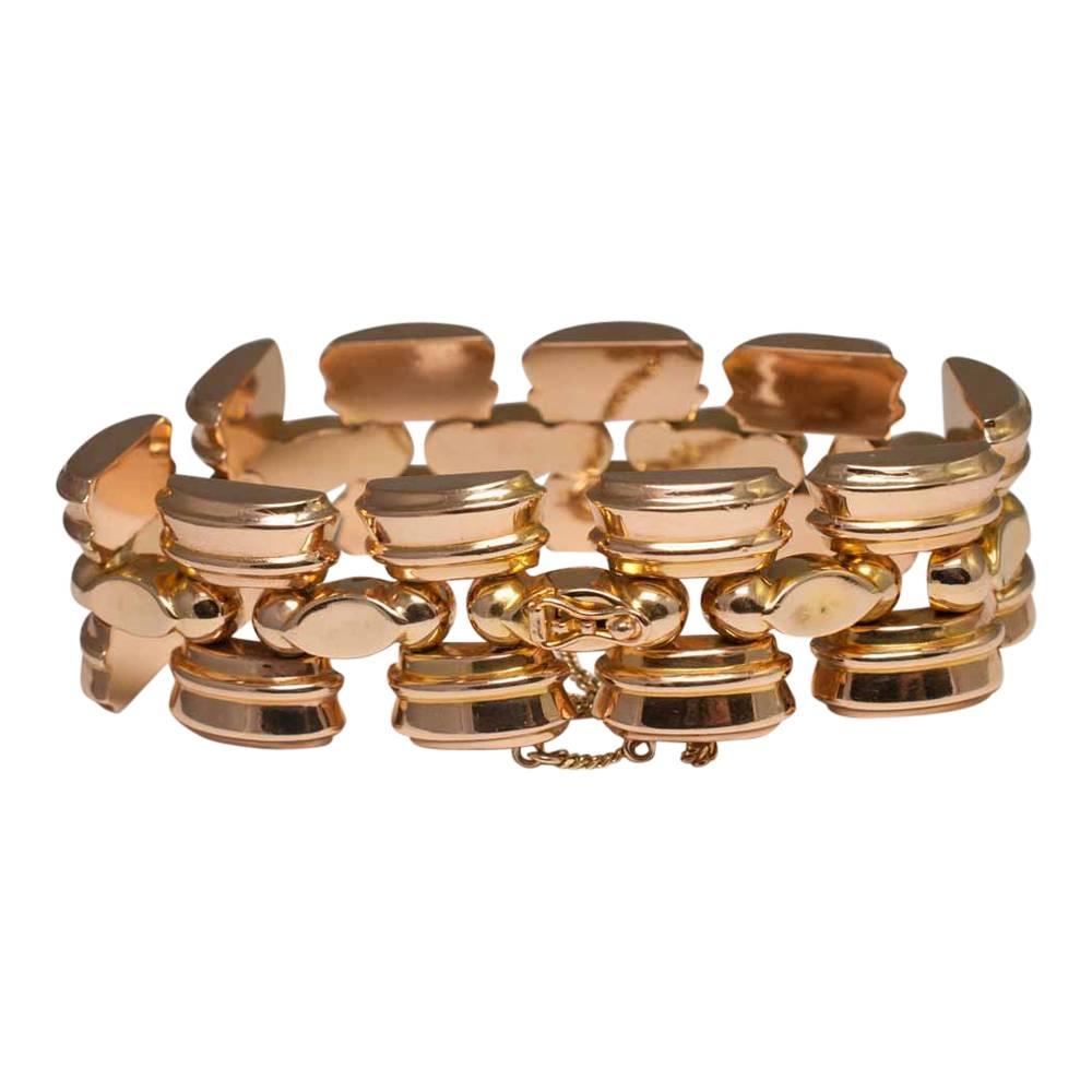 Retro 18 Carat Gold Tank Bracelet