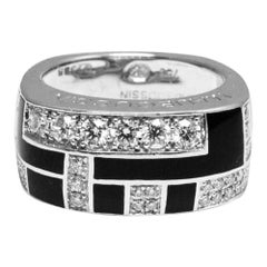 Mauboussin Diamond and Black Lacquer Gold Ring