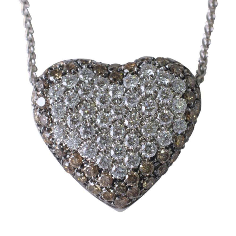 Champagne and White Diamonds Heart Pendant For Sale