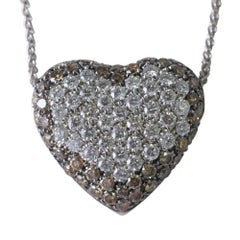 Champagne and White Diamonds Heart Pendant