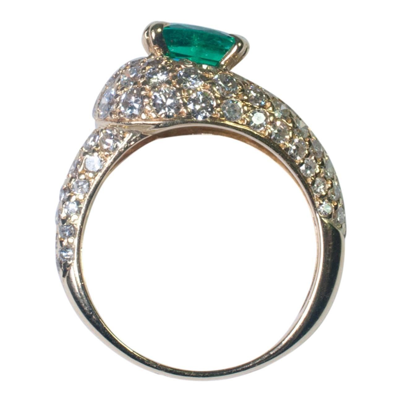 Boucheron Emerald Diamond Gold Ring In Excellent Condition In ALTRINCHAM, GB