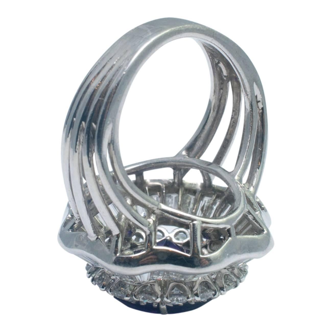 Women's or Men's Amethyst Diamond Platinum Cocktail Ring