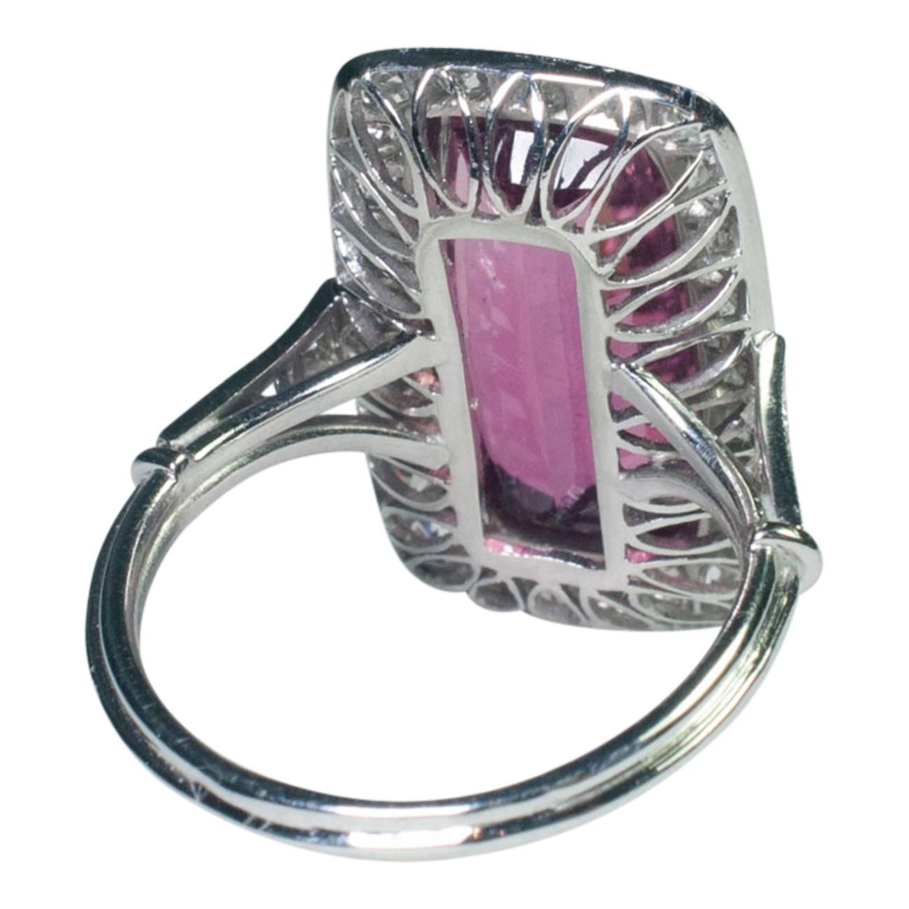 Women's Pink Tourmaline Diamond Ring For Sale
