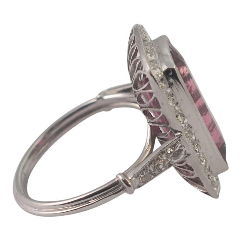Pink Tourmaline Diamond Ring For Sale 1