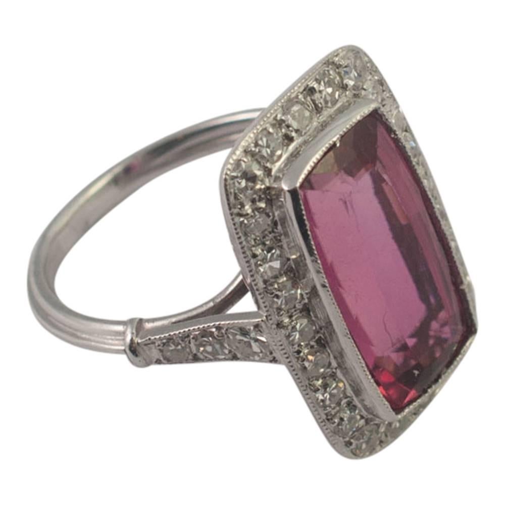 Pink Tourmaline Diamond Ring For Sale 2