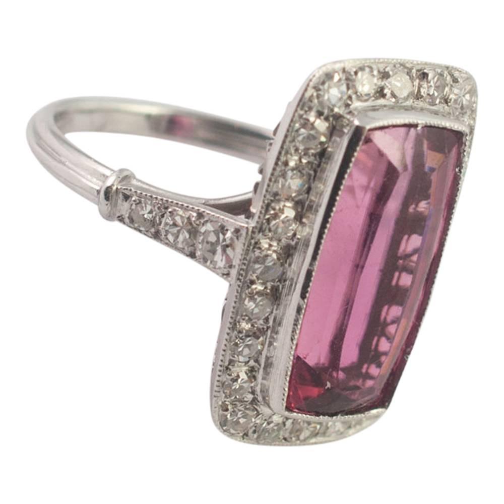 Pink Tourmaline Diamond Ring For Sale 3